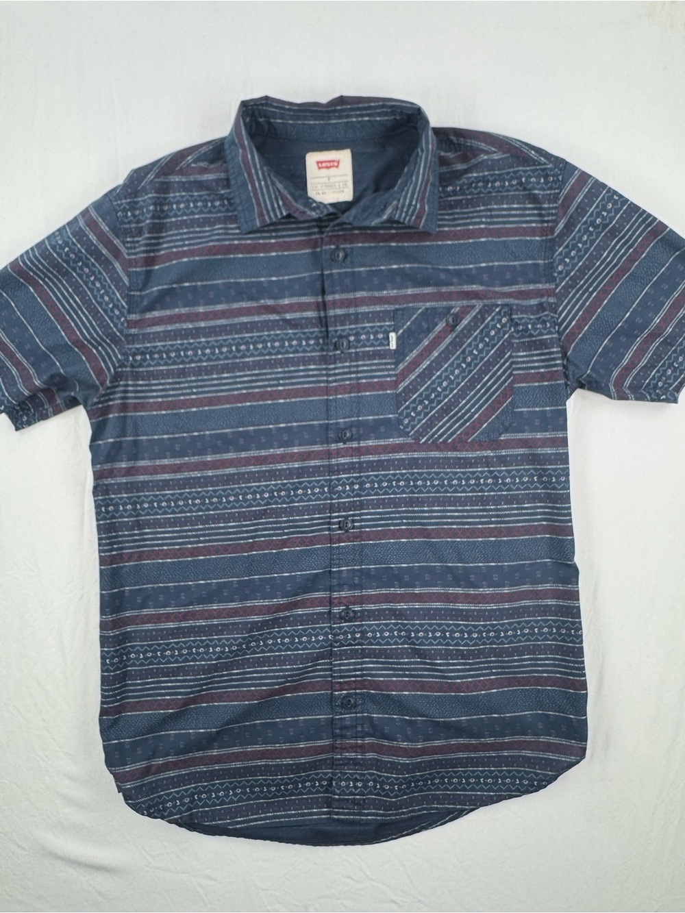 Levi's Western Navy Blue Striped Casual Button-Down Shirt - Picture 1 of 7
